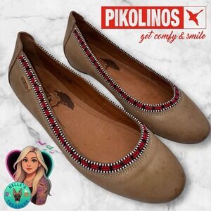 Pikolinos Women's 9 Ballet Flats 40 Leather Beaded Slip-On Shoes Western Cowgirl